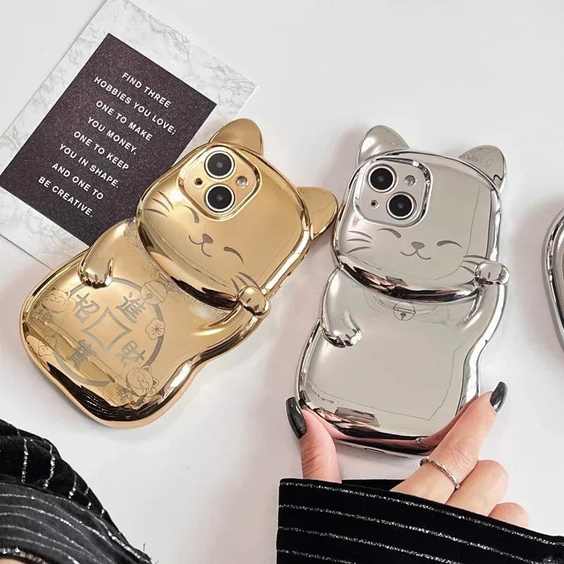 Electroplated Fortune Cat iPhone Case - Viexta