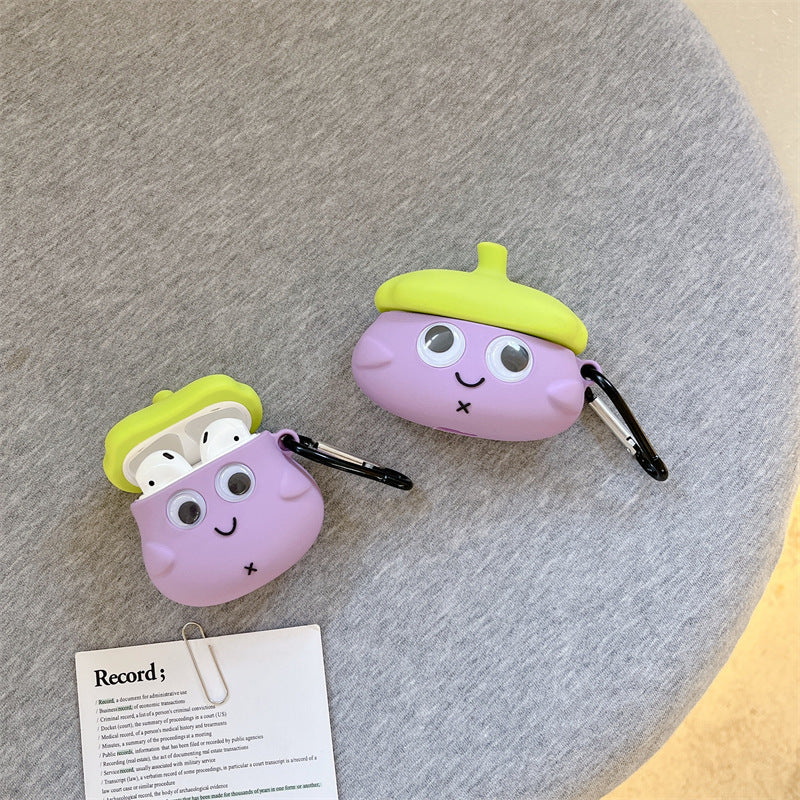 Cute Eyes Eggplant Earphone Case