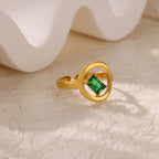 18K Gold Stainless Steel Open-end Zircon Ring