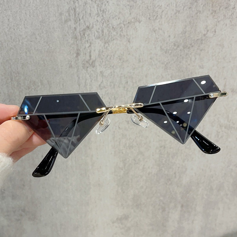 Irregular Ball Diamond Sunglasses Female European and American Fashion Small Frame Sunglasses Trend Frameless Personality Sunglasses