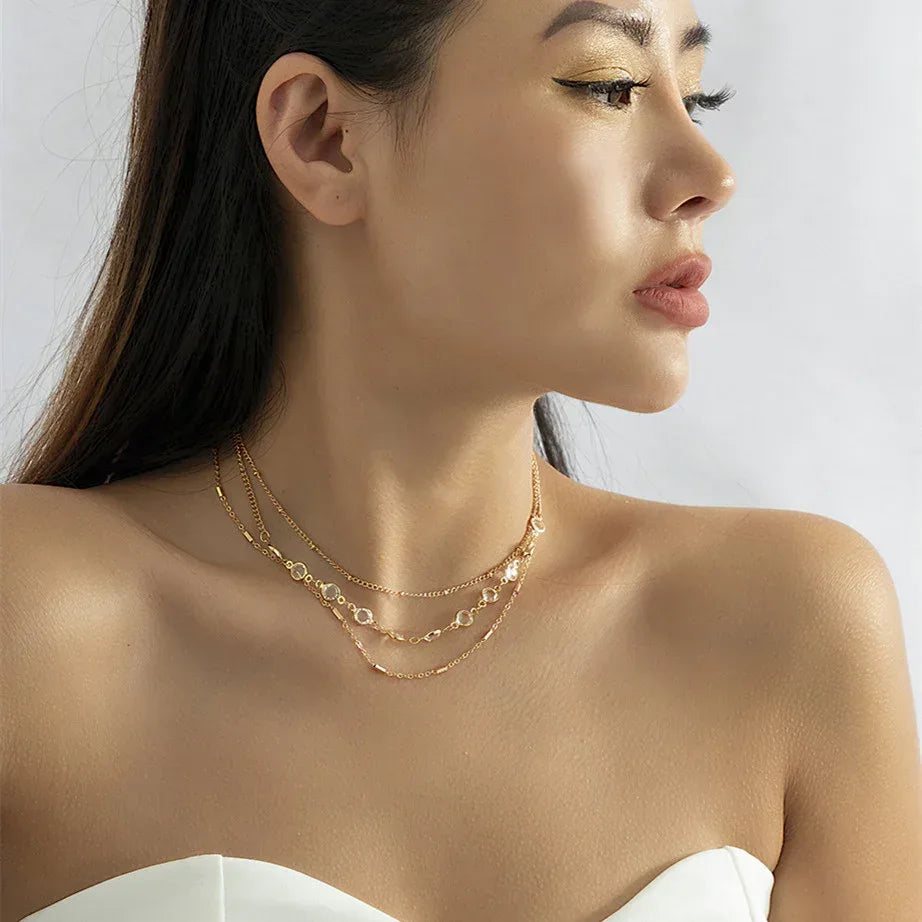 Princess Crystal Twin Clavicle Chain - Viexta
