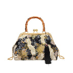 Retro Embroidered Clutch Red-crowned Crane Handbag - Viexta
