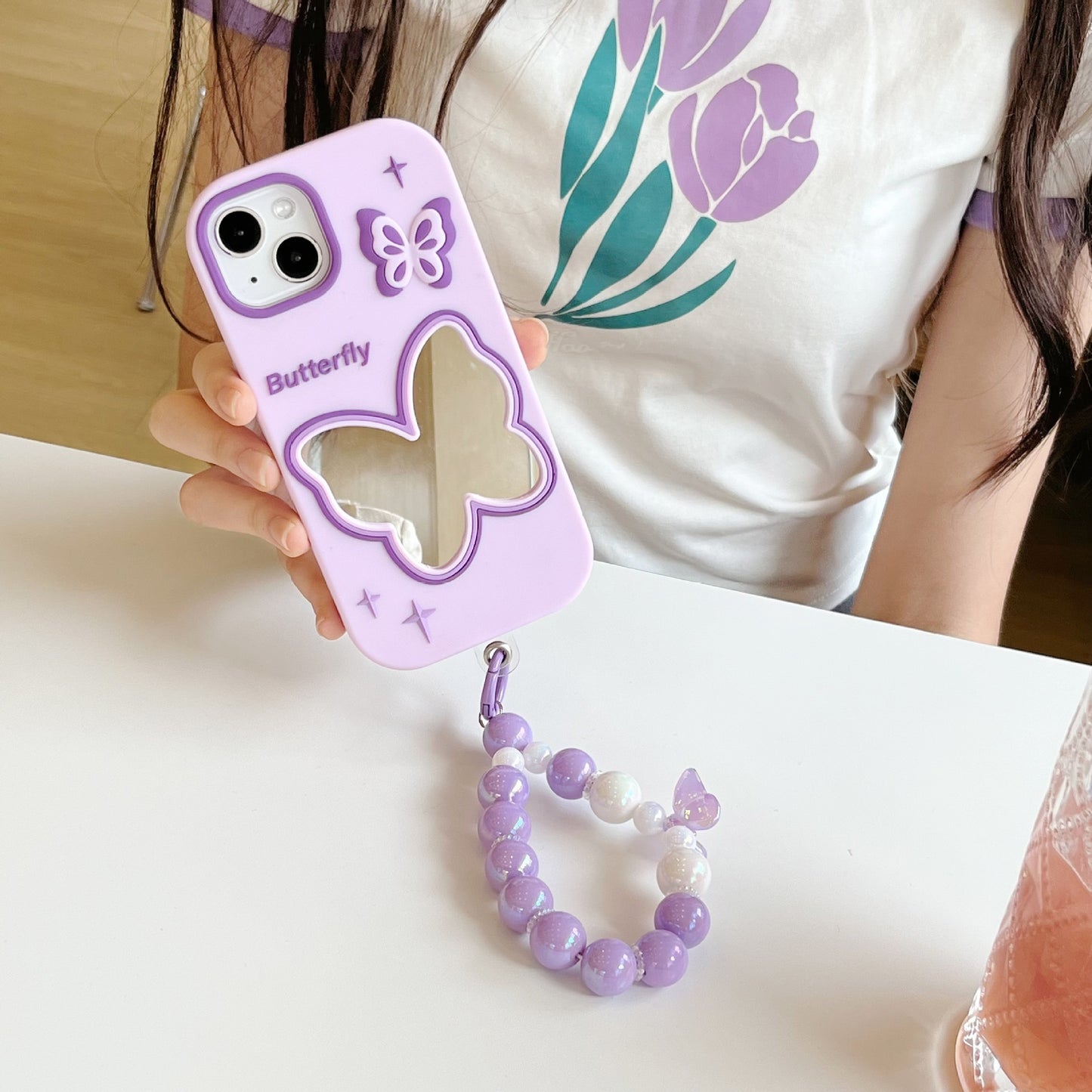 Purple Butterfly Mirror Silicone iPhone Case