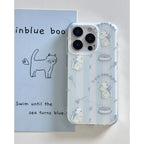 Blue And White Striped Cat Lanyard iPhone Cover