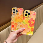 Twist-edge Blue Light Oil Painting Flower High-end iPhone Case - Viexta