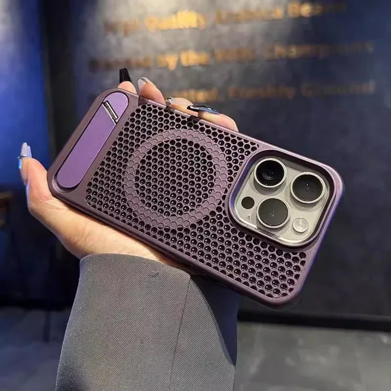 magnetic-suction-breathable-bracket-iphone-case - Viexta
