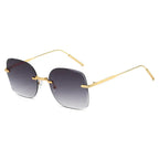 Frameless Trimming Square Metal Fashion Sunglasses - Viexta