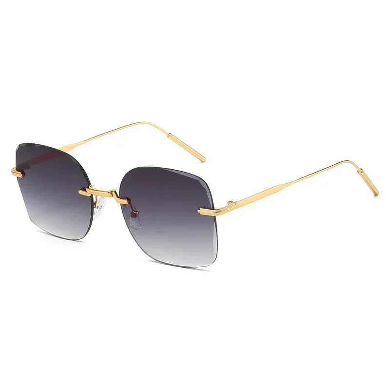 Frameless Trimming Square Metal Fashion Sunglasses - Viexta