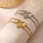 Adjustable Heart Zircon Bracelet
