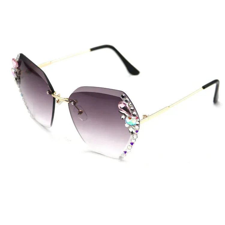 Rhinestone Frameless Sunglasses - Viexta