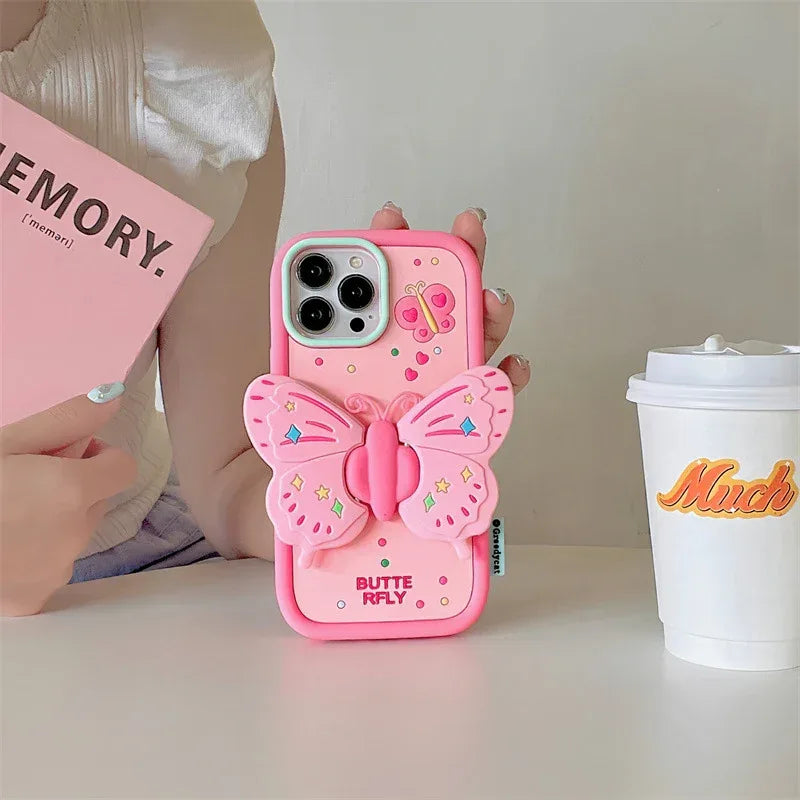 butterfly-creative-folding-bracket-silicone-iphone-case - Viexta