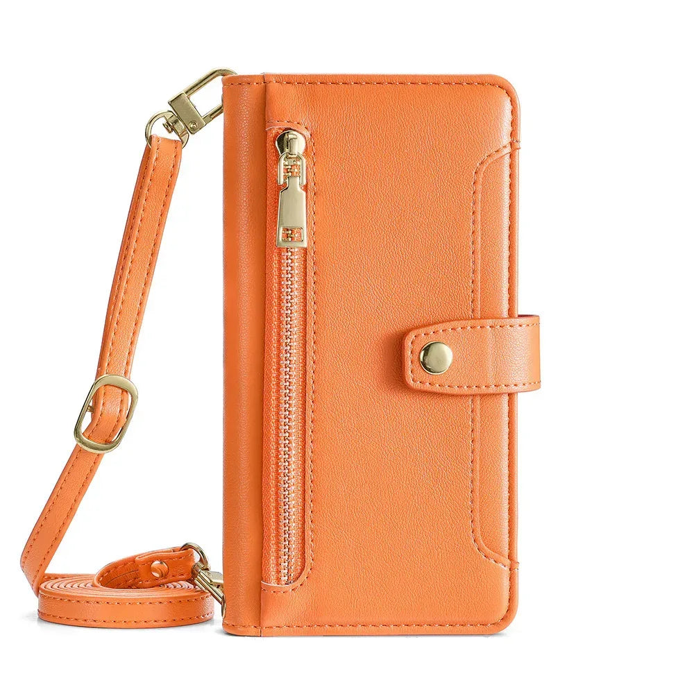 Flip Cross-body Lanyard Xr Multi-function Leather Case for Samsung,IPhone,Sony - Viexta