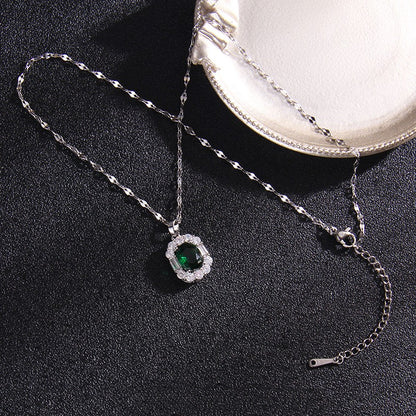 Titanium Steel Emerald Necklace