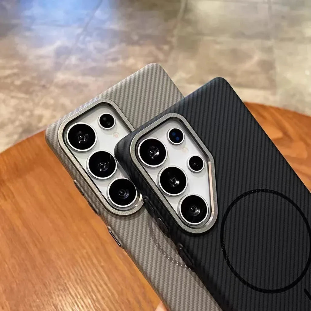 Carbon Fiber Grain Fine Circle Magnetic Suction Samsung case - Viexta