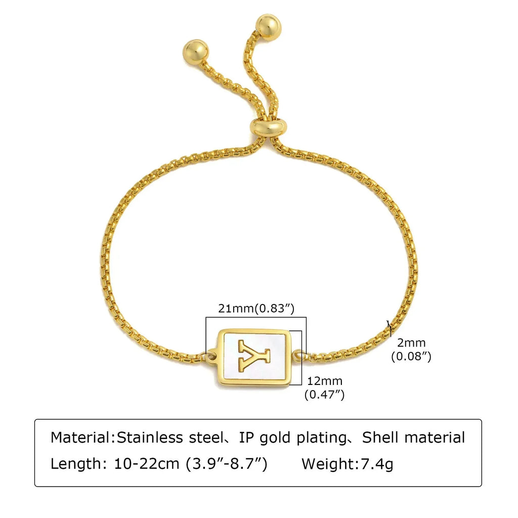 stainless-steel-english-letter-square-gold-bracelet - Viexta