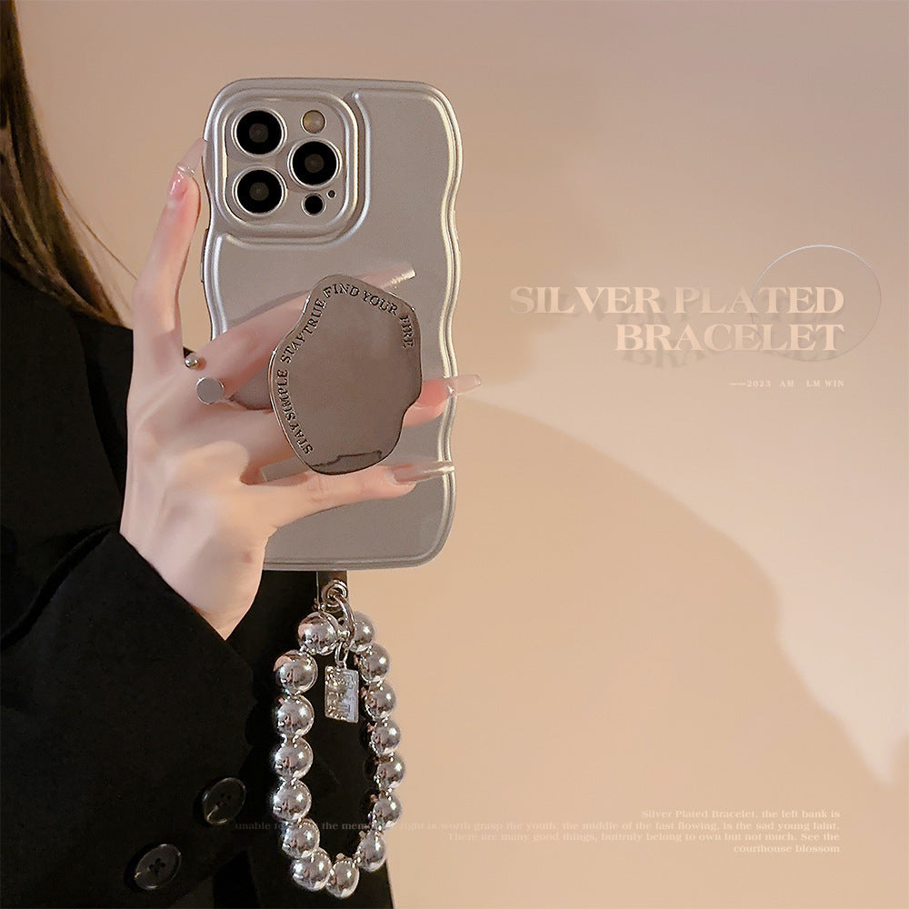 Niche Metal Silver Bracelet Electroplating Bracket iPhone Case