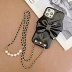 Butterfly Leather Crossbody Pearl iPhone Case - Viexta