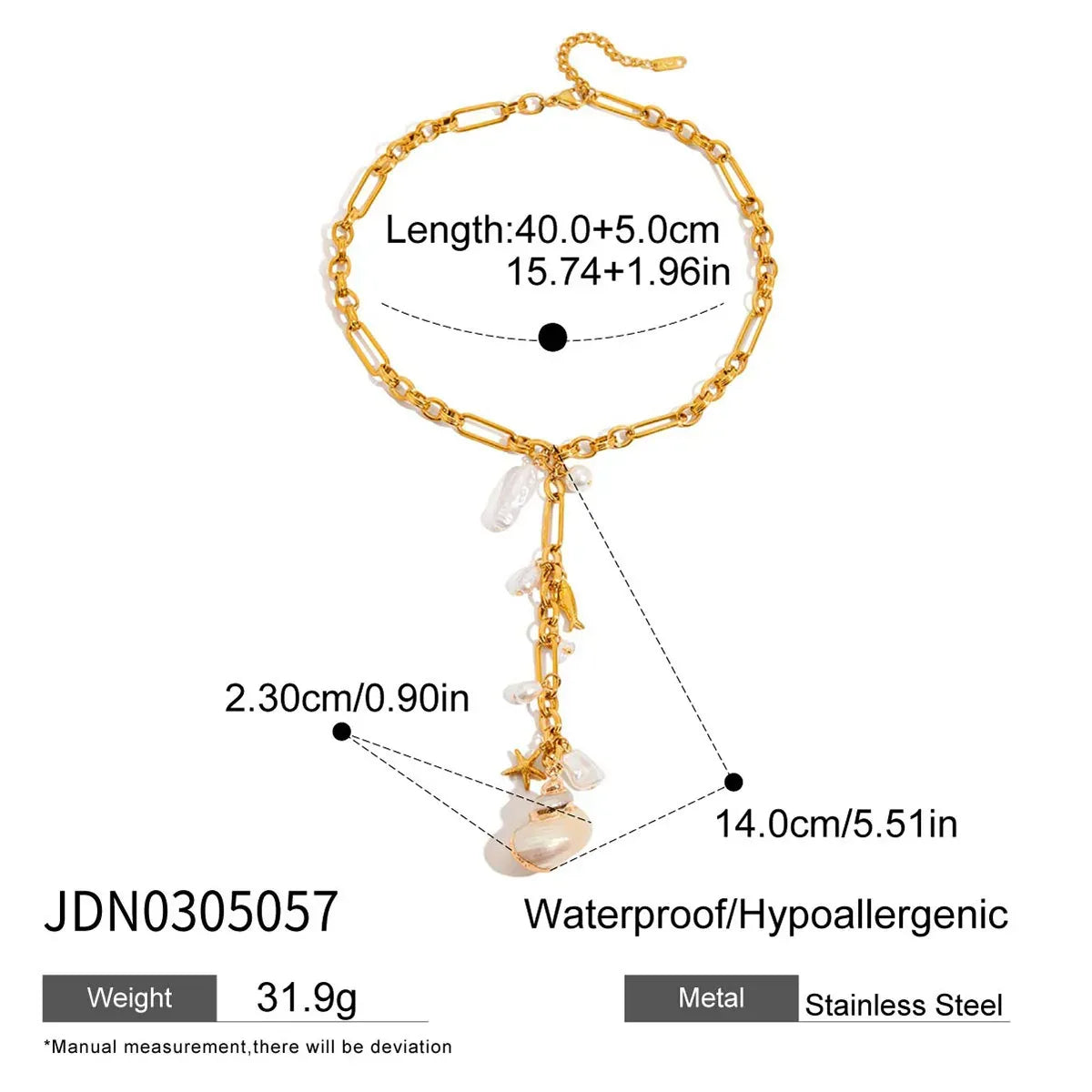 Stainless Steel Conch Long Necklace - Viexta