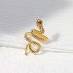 Stainless Steel Adjustable Opening Snake Ring - Viexta