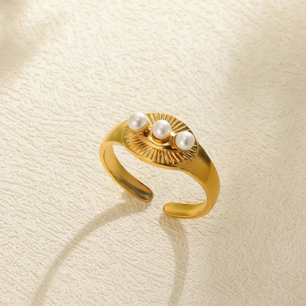Stainless Steel Pearl Ring - Viexta