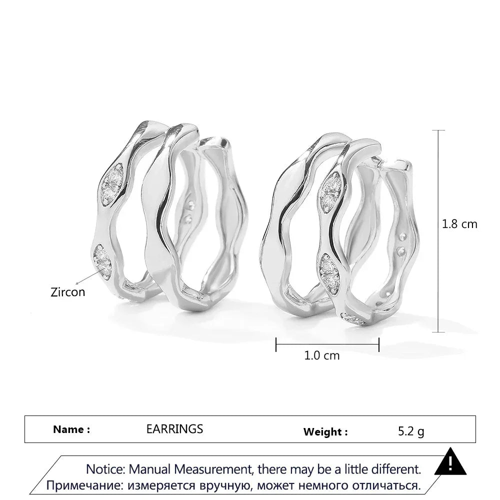 Hexagon Zircon-embedded Earrings - Viexta