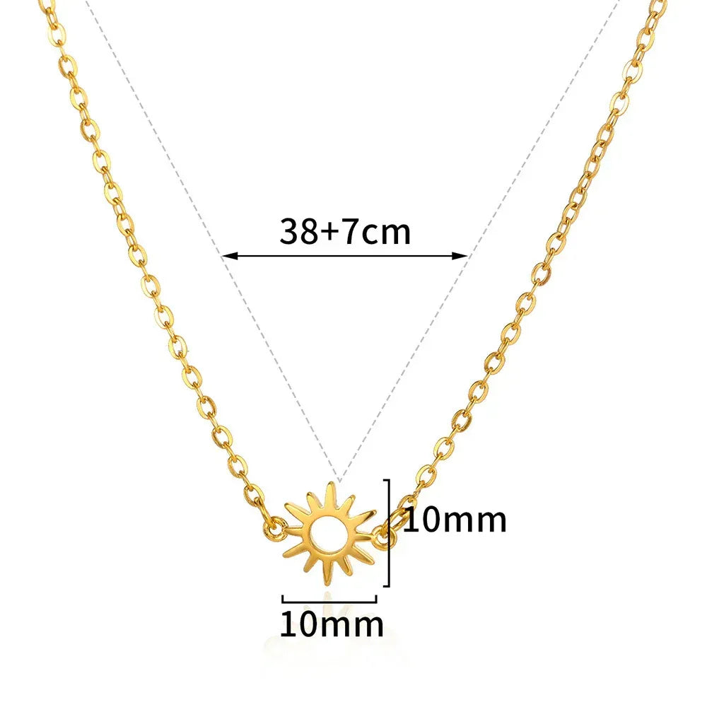 sun-hollow-pendant-18k-gold-stainless-steel-necklace-bracelet - Viexta
