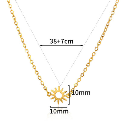 Sun Hollow Pendant 18K Gold Stainless Steel Necklace//bracelet