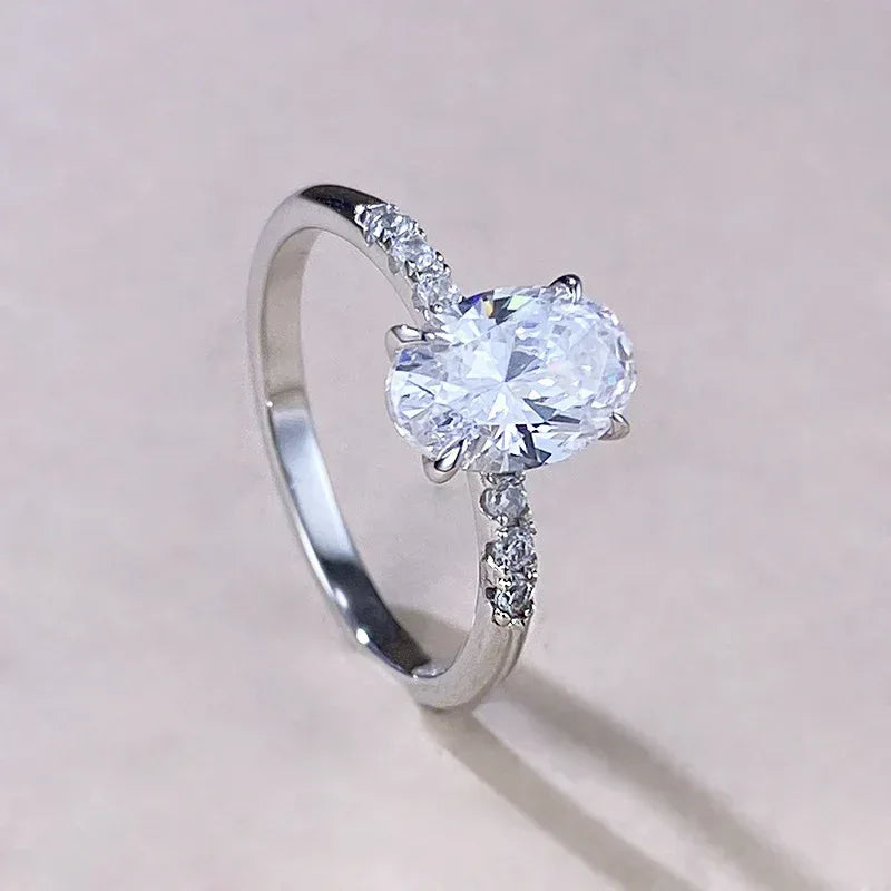 S925 Sterling Silver Minimalist Big Diamond Ring - Viexta