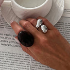 Ins-style Gradient Resin Wide-Width Ring Set - Viexta