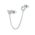Women's Zircon Butterfly Alphabet One Piece Stud Earrings - Viexta