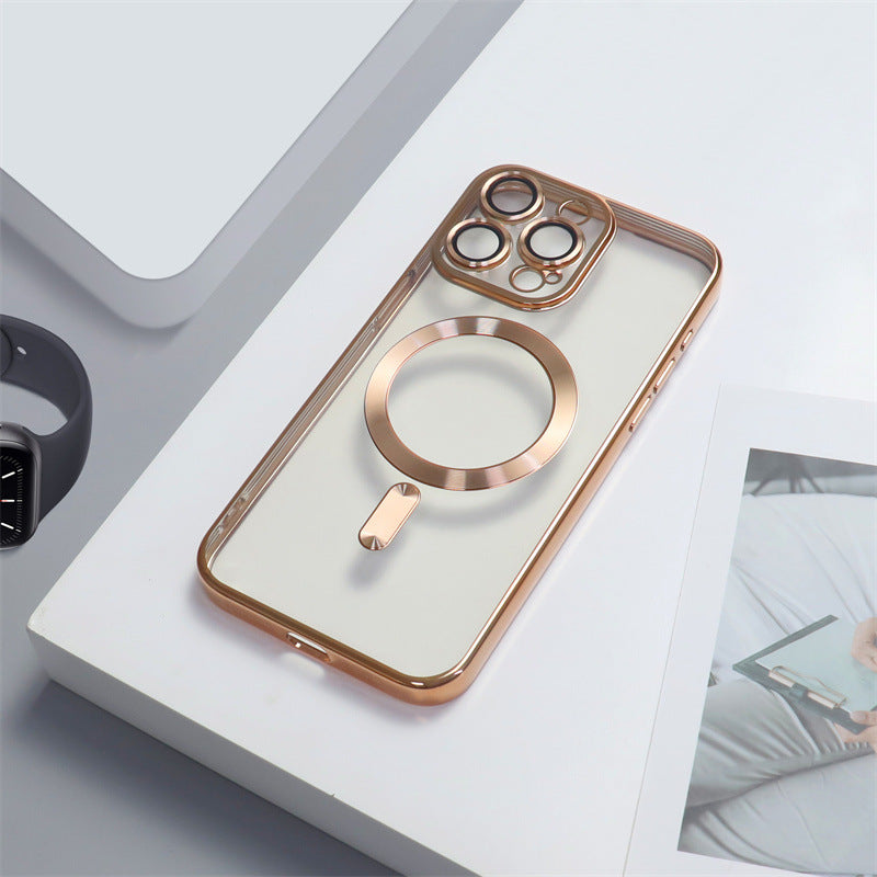 Electroplating CD Pattern Magnetic Suction Lens Protector iPhone case