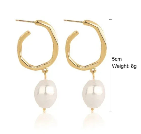 Korean Baroque Pearl Earrings - Viexta