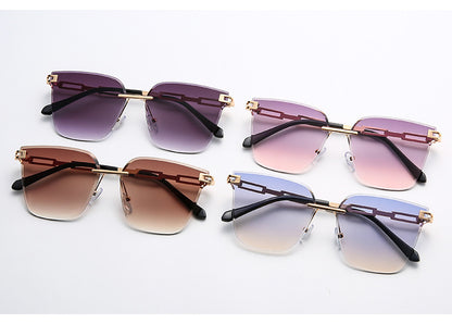 Frameless Trimming Metal Hollow Gradient Sunglasses