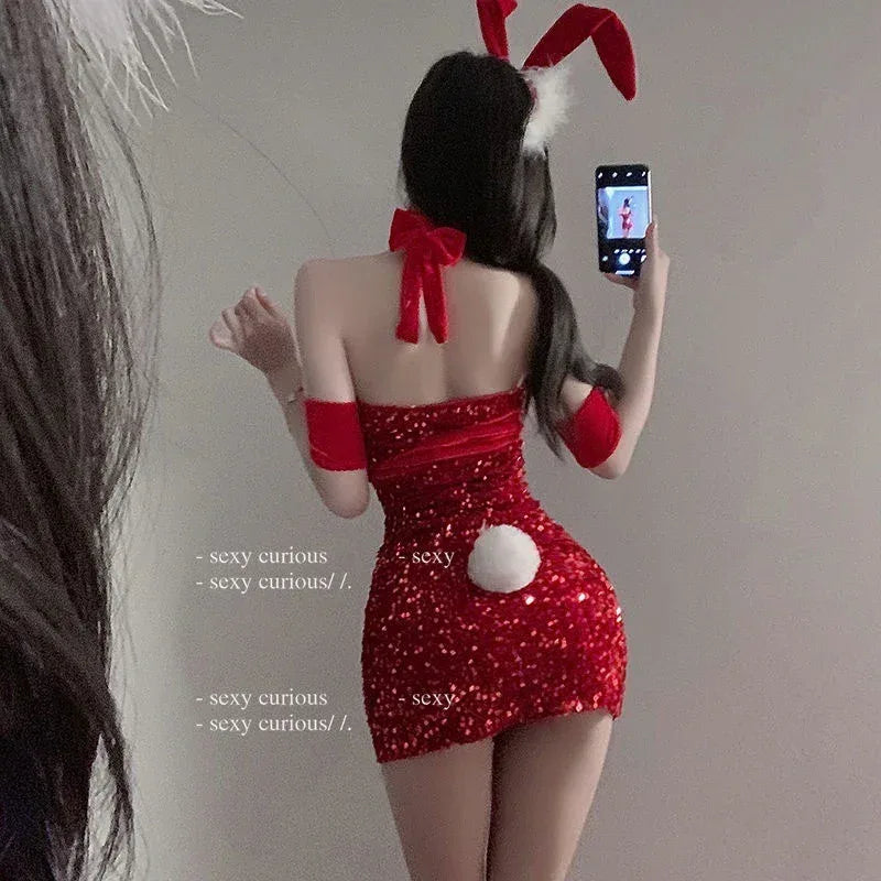 New Year Furry Tramsparent Yarn Suit Sexy Lingerie - Viexta