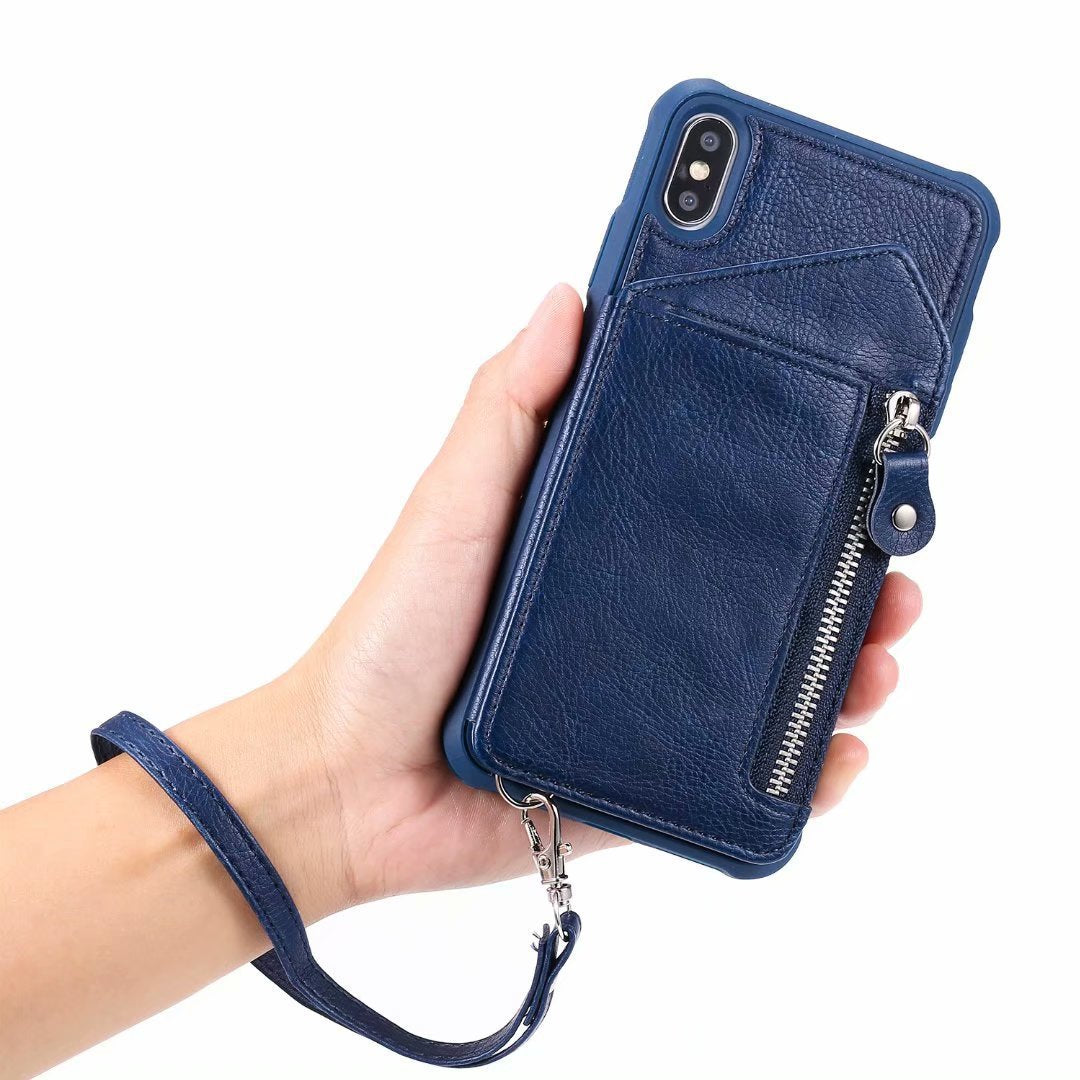 Zipper Wallet Case With Stand Tpu Anti-fall Shell case