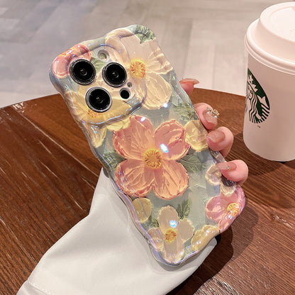 Oil Painting Flower Lanyard iPhone Case