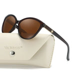 Polarized Personalized Leather Inlaid Light Luxury Cat Eye Sunglasses - Viexta