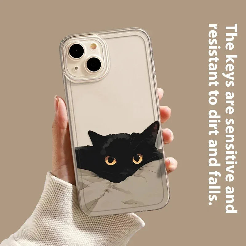 Black Cat High Sense Couple iPhone Case - Viexta