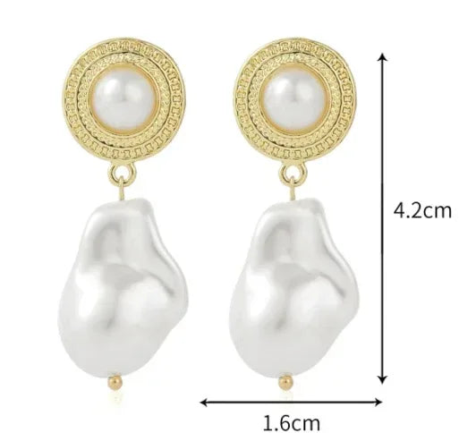 Korean Baroque Pearl Earrings - Viexta