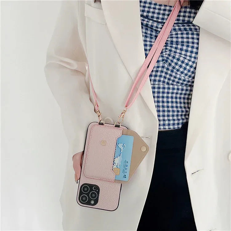 litchi-pattern-card-holder-iphone-case - Viexta