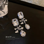 Diamonds Geometric Bow Drop Earrings - Viexta
