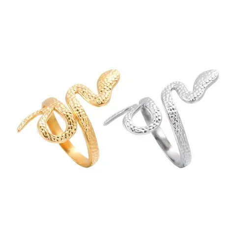 Stainless Steel Adjustable Opening Snake Ring - Viexta