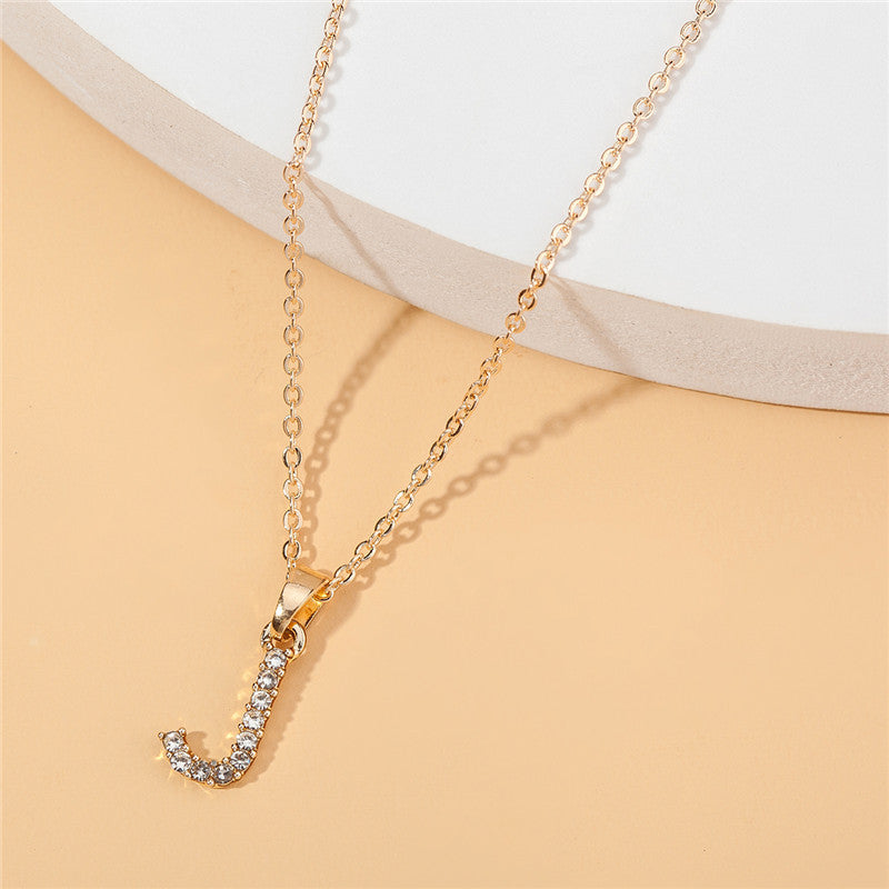 18k 26 Golden English Letter Pendant Clavicle Chain