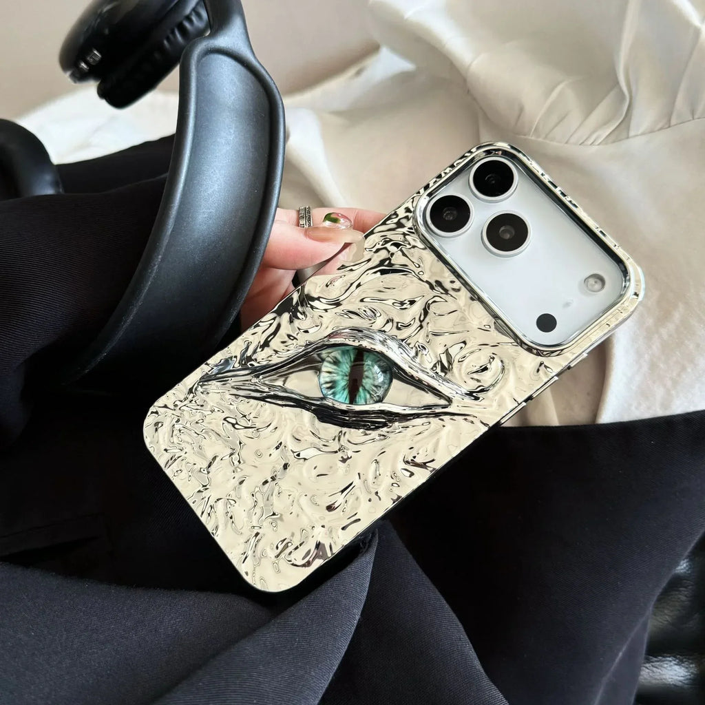 High-grade Electroplated Tin Paper Pattern Stereo Eyes iPhone Case - Viexta