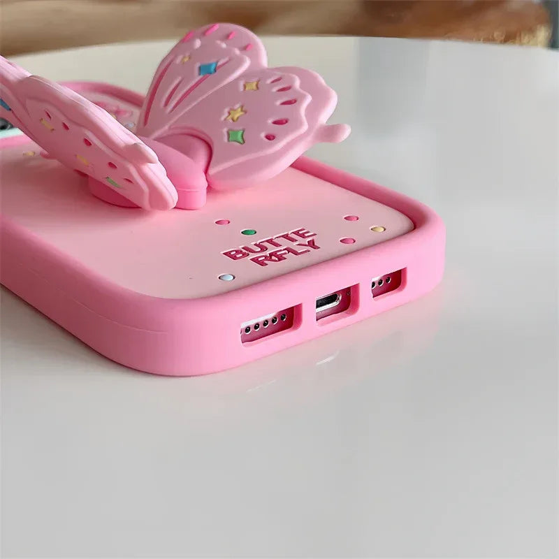 butterfly-creative-folding-bracket-silicone-iphone-case - Viexta