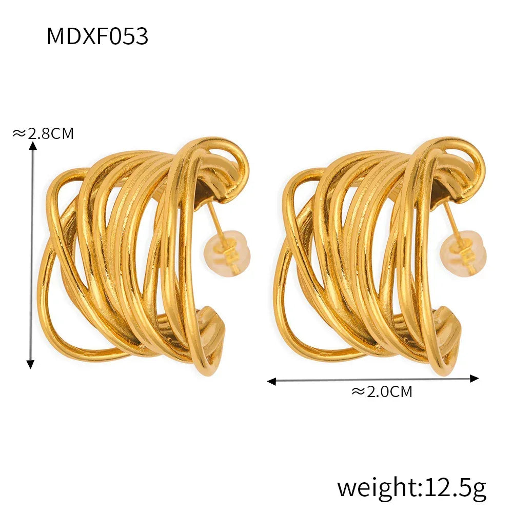 Women's Multi-layer Texture Earrings - Viexta