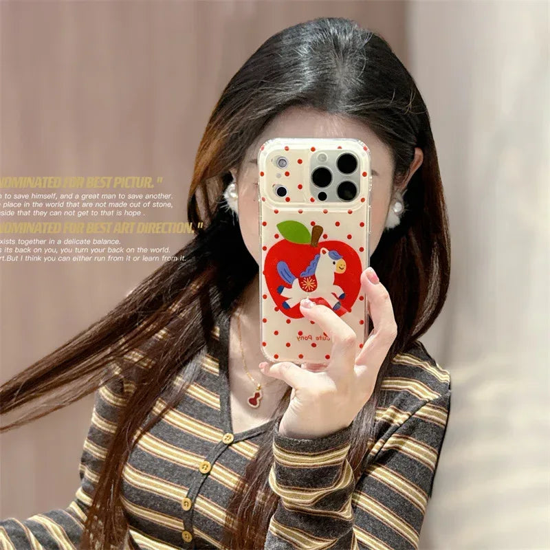 Korean-style Cute Red Polka-dot iPhone Case - Viexta