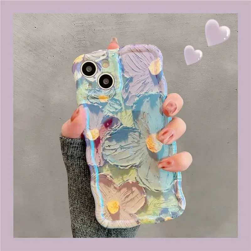 twisted-edge-oil-painting-flower-iphone-case - Viexta