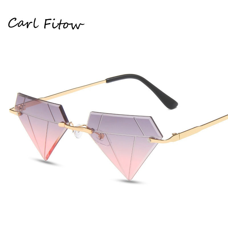 Irregular Ball Diamond Sunglasses Female European and American Fashion Small Frame Sunglasses Trend Frameless Personality Sunglasses