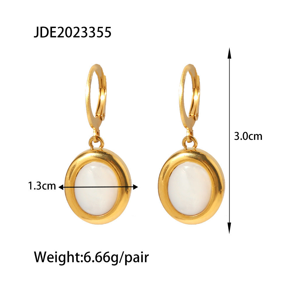 High-grade Colorfast Titanium Ring Earrings